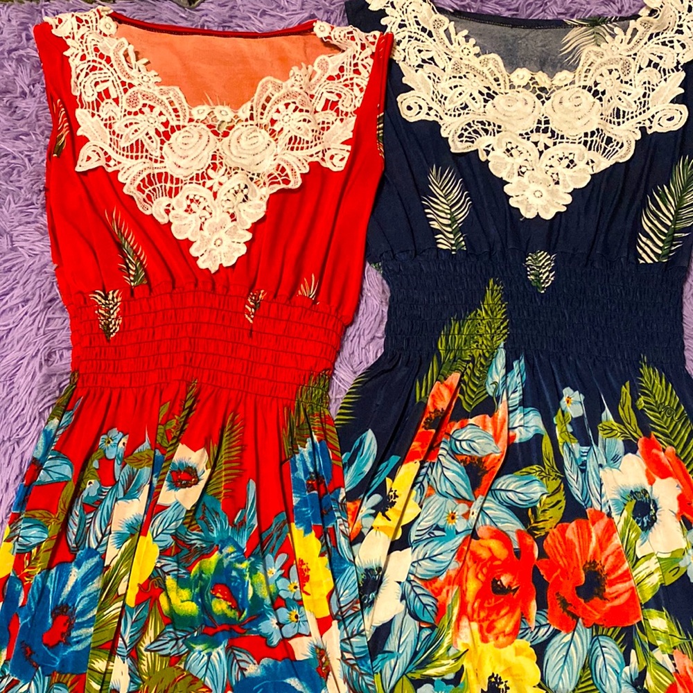 Two tropical summer dresses